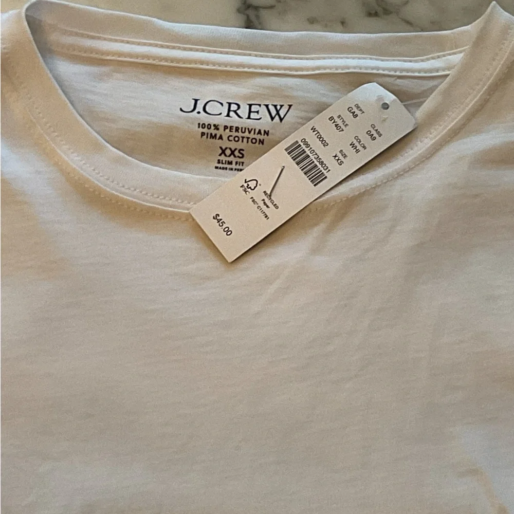 NWT J Crew Pima Cotton Slim-fit T-shirt in White Size XXS - Picture 8 of 8